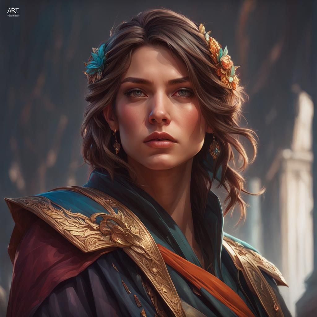 Detailed Portrait in Style of Artgerm and Mucha