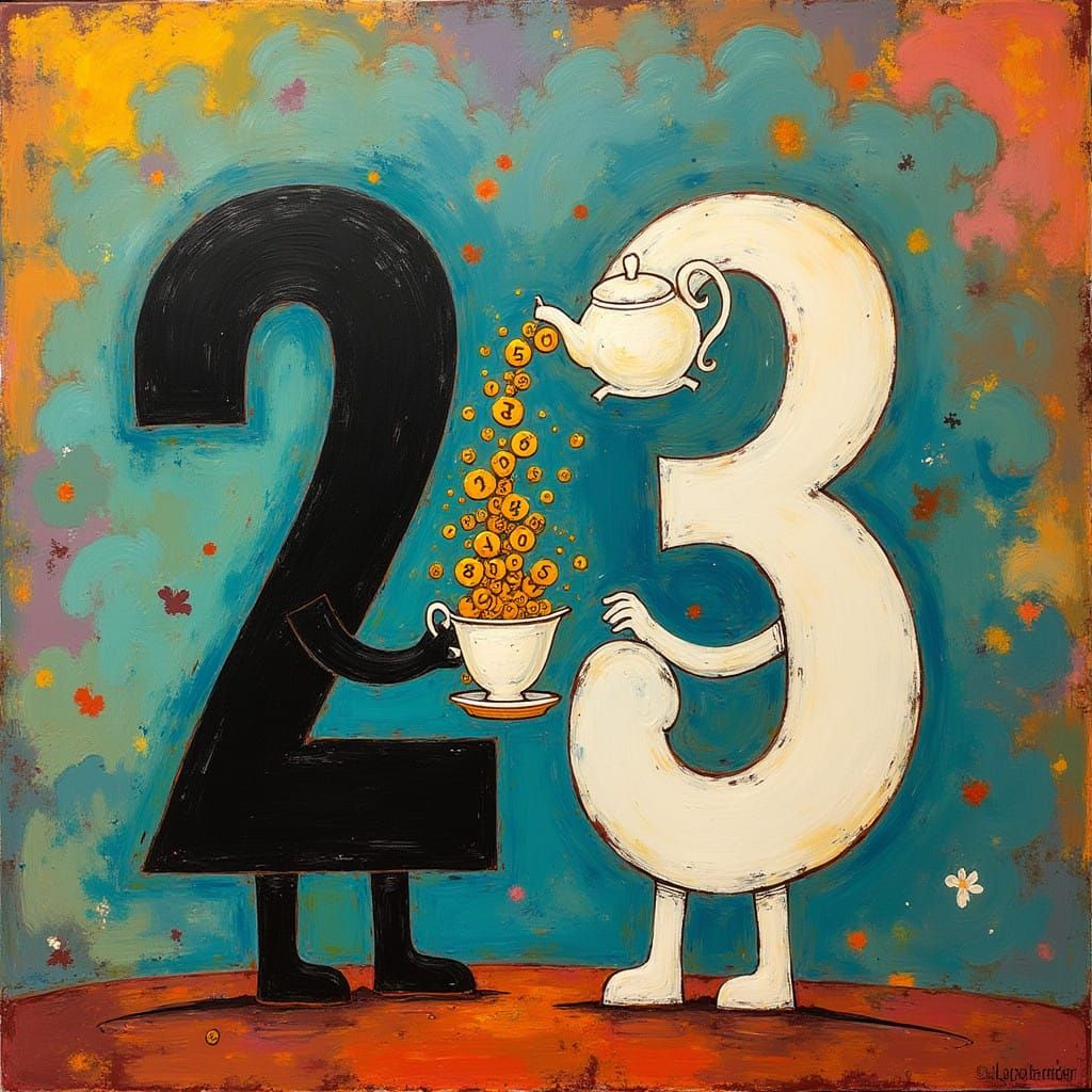 Surreal Tea Service in Vibrant, Swirling Background