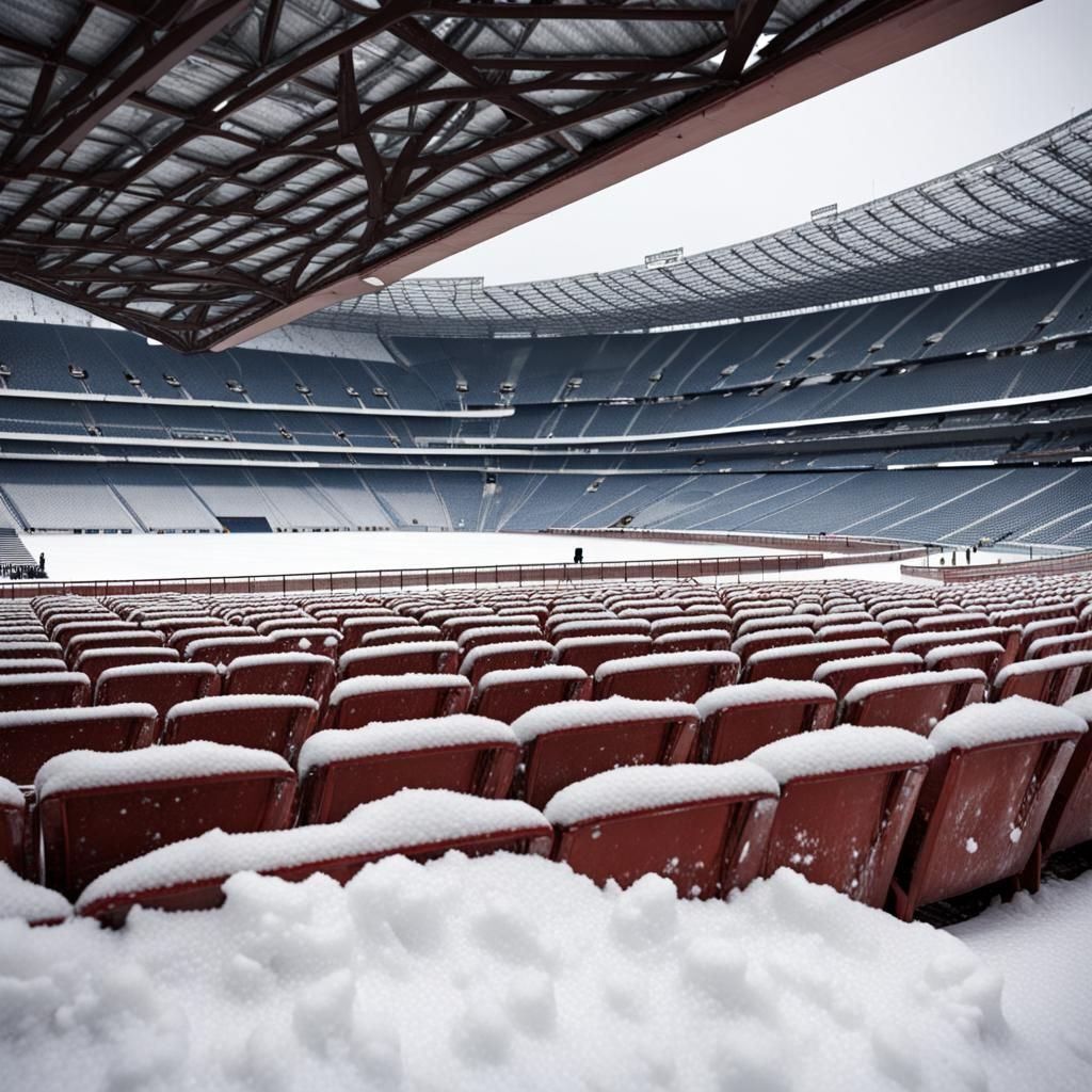 Snow-Covered Football Stadium