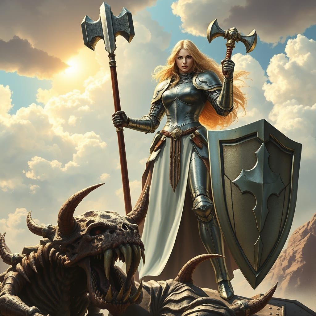 Majestic Holy Knight in Divine Armor