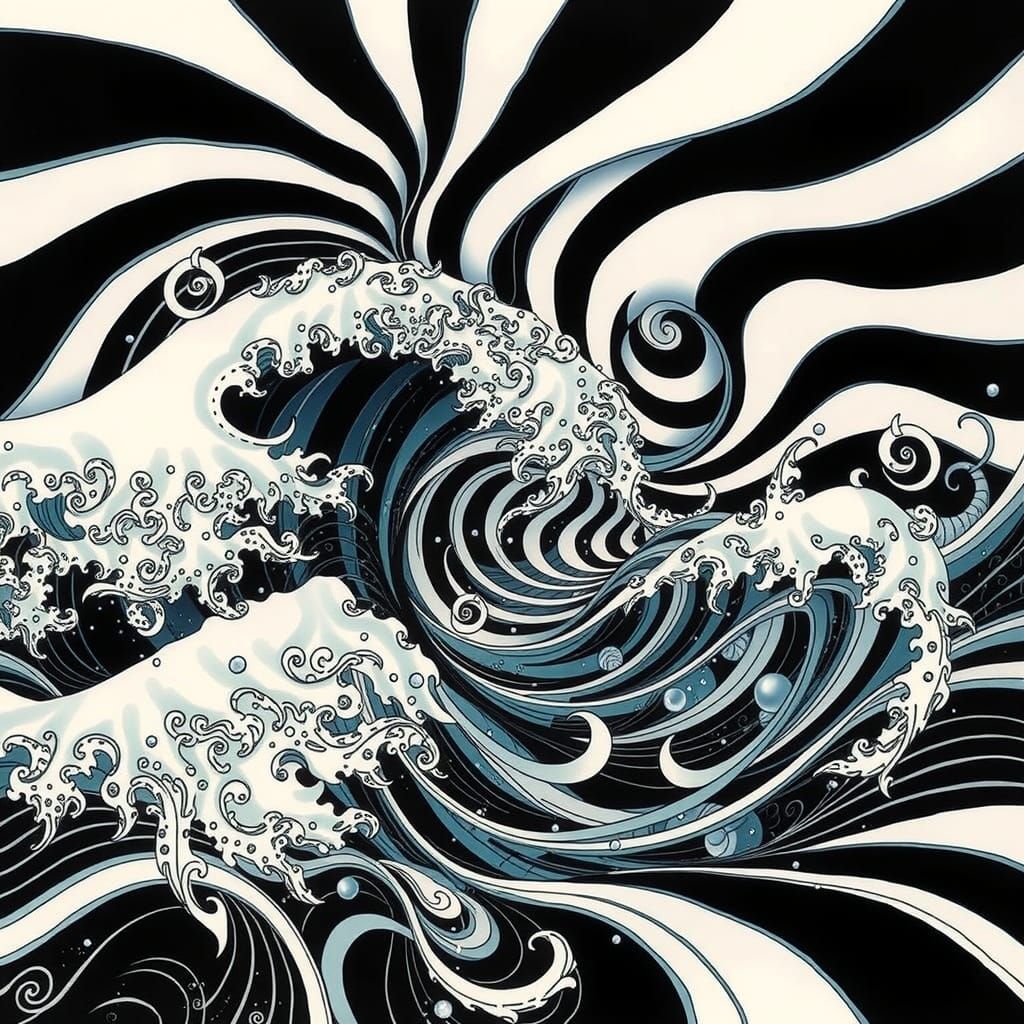 Surreal Seascape with Intricate Tessellations and Geometry