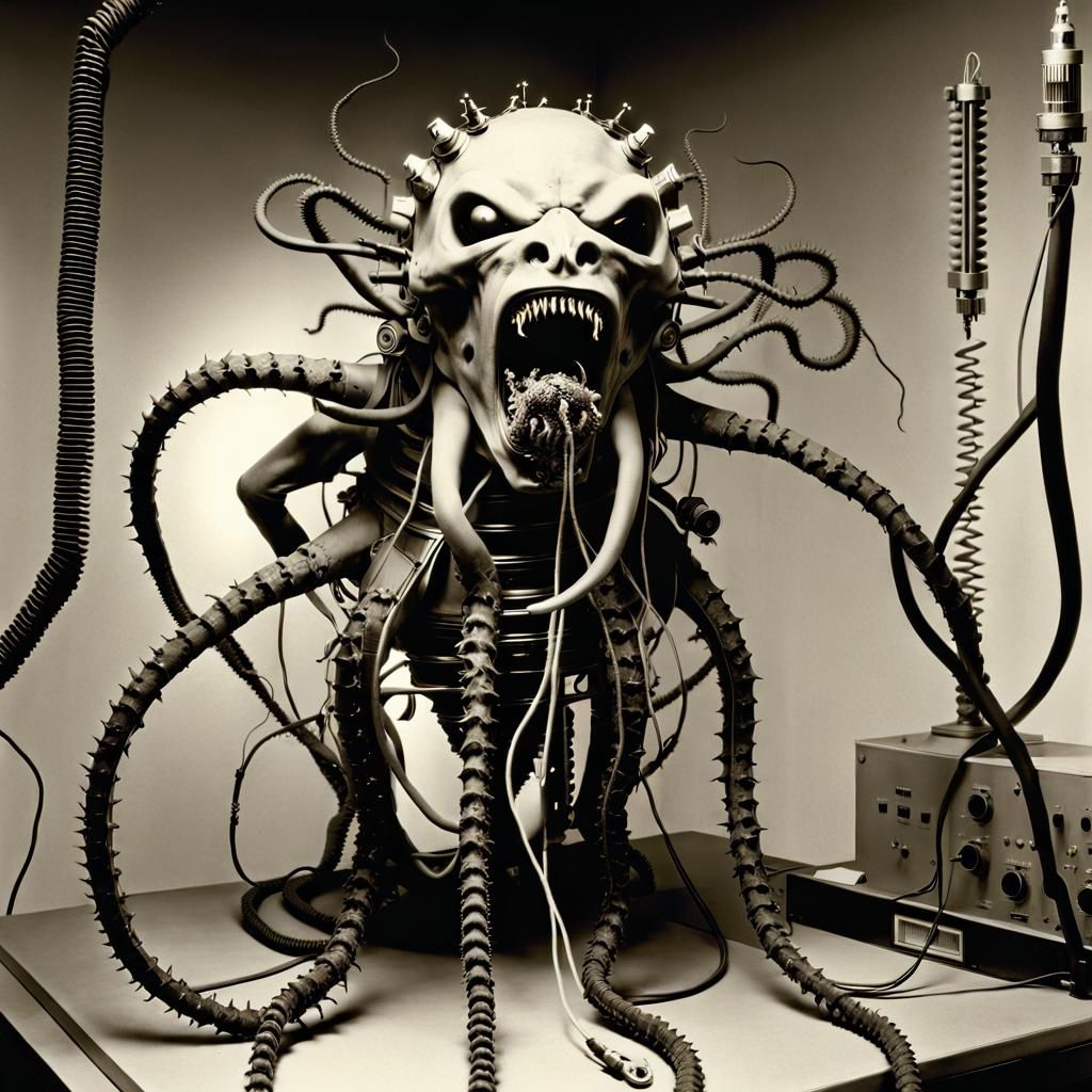 Chimeric Undead Horror in Sepia Photograph