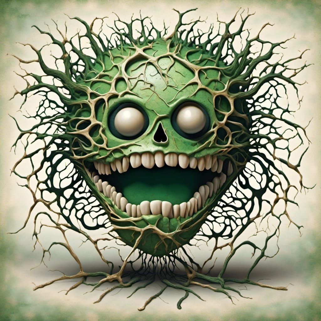 Surreal Green Fur Creature in Dali Style