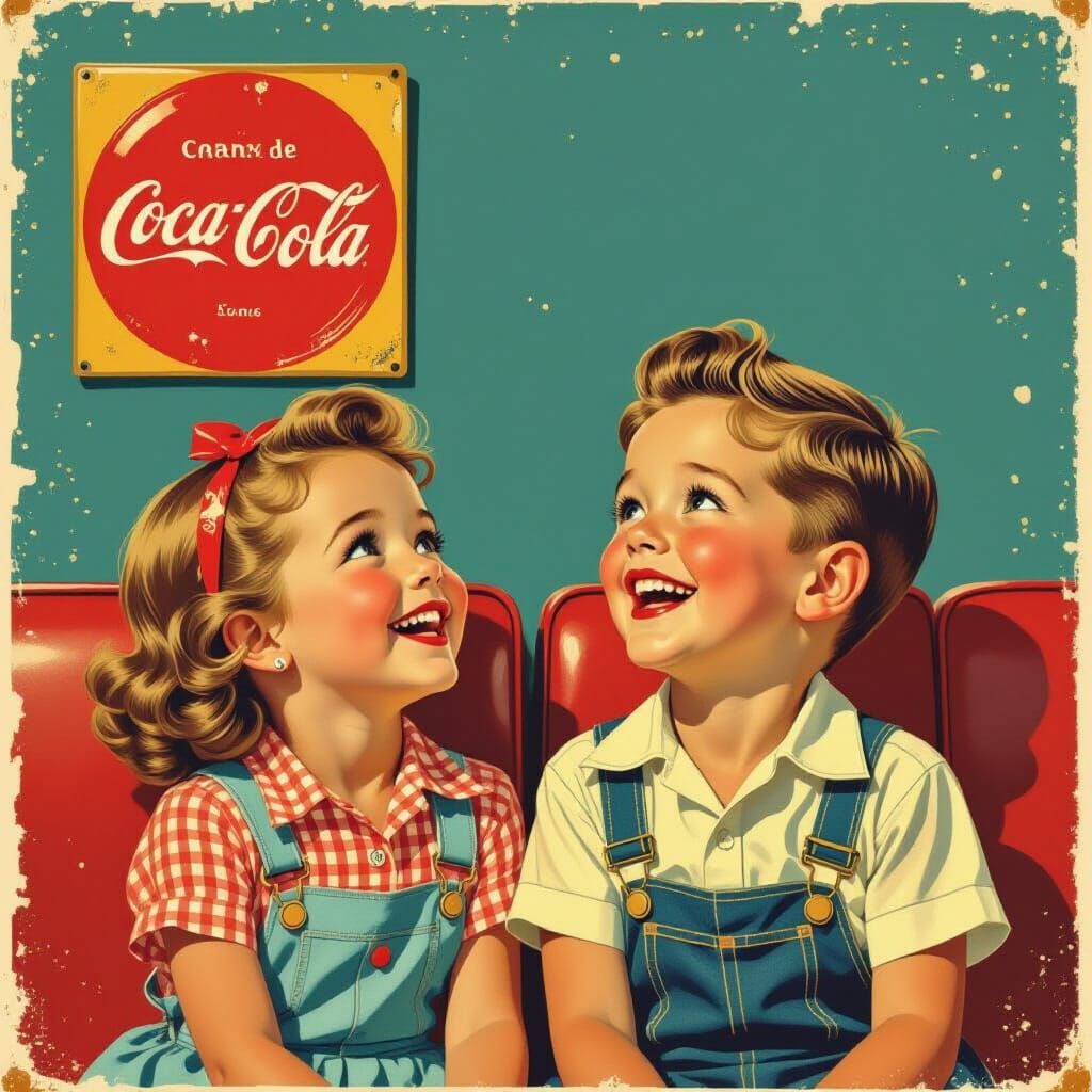 Retro Coca-Cola Ad in Old Movie Theater