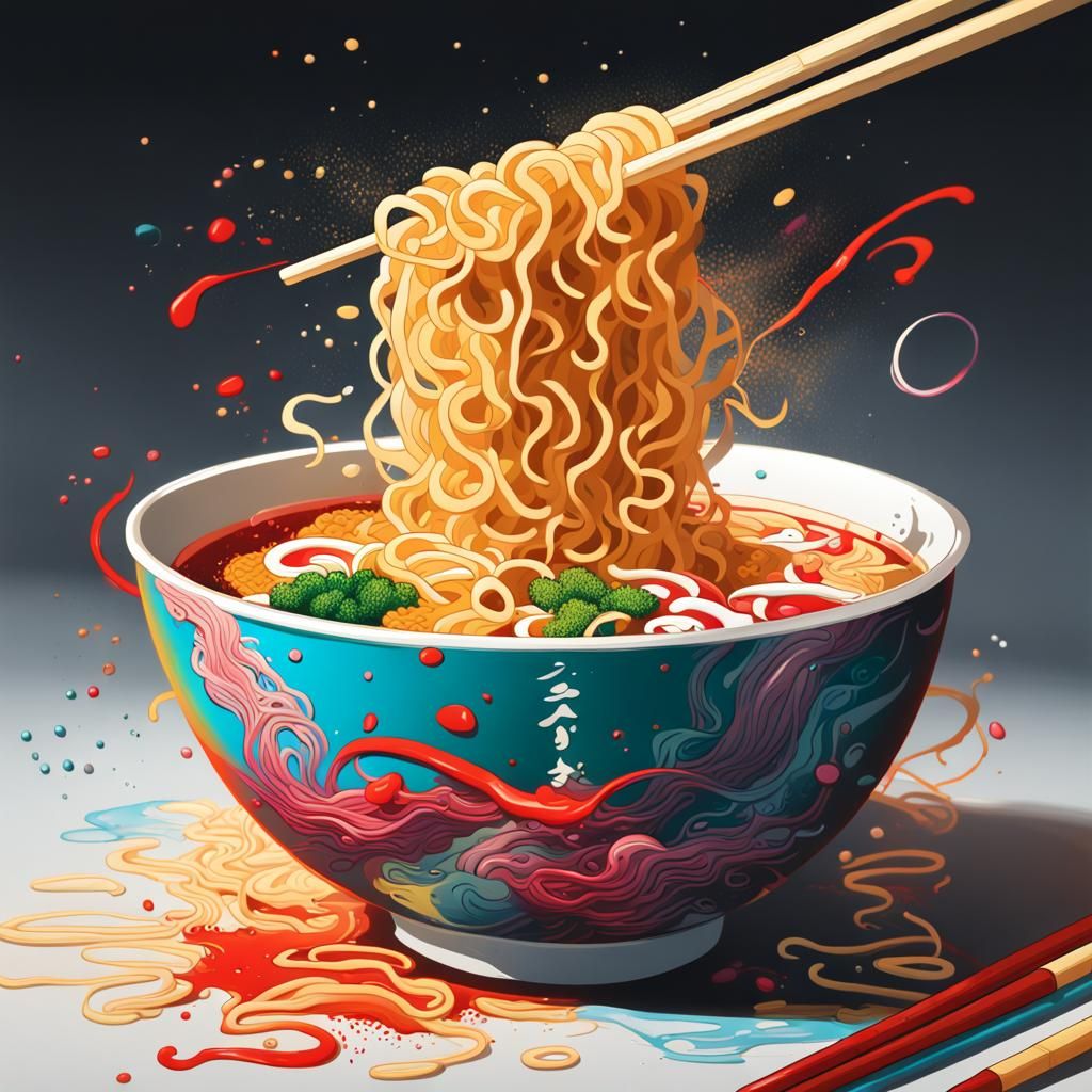 Steaming Ramen: Splash Art in Polychromatic Street Style