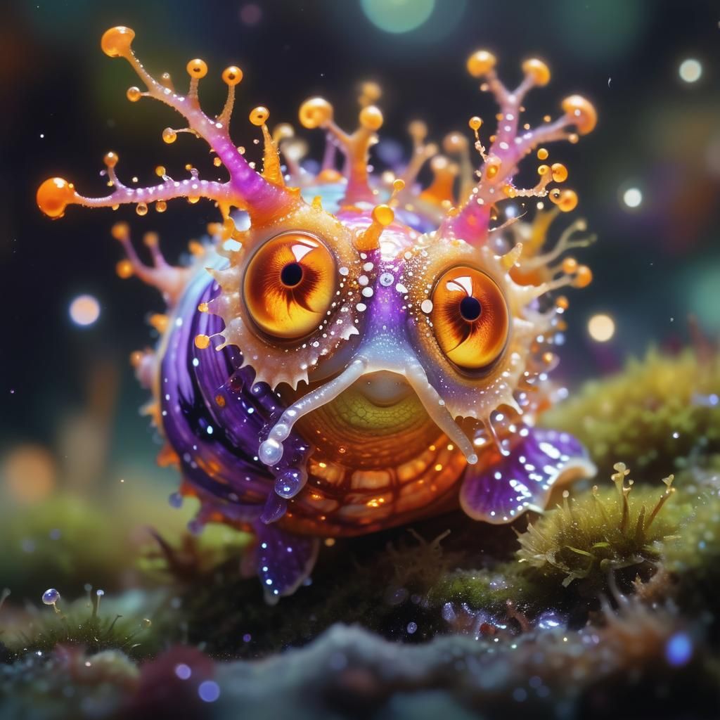 Adorable Fuzzy Snail Creature in Detailed Matte Painting