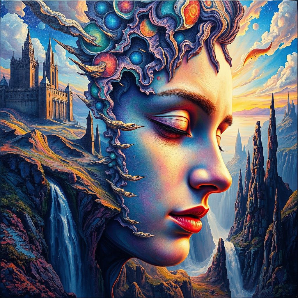 Ethereal Portrait in Vibrant, Dreamlike Colors