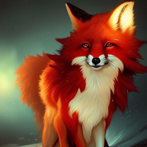 Radiant Red Fox in Art Nouveau Style