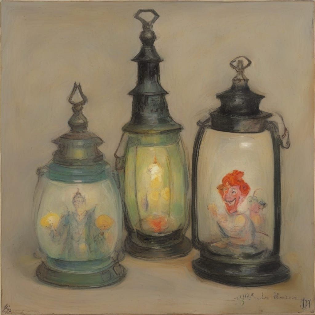 Vampire Lantern Inspired by Ensor and Chagall