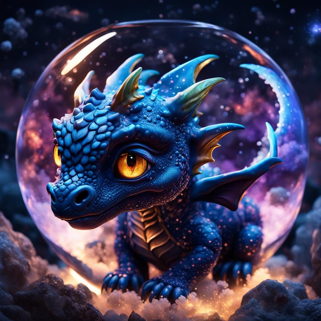 Glass Dragon with Night Sky, Detailed Matte Painting