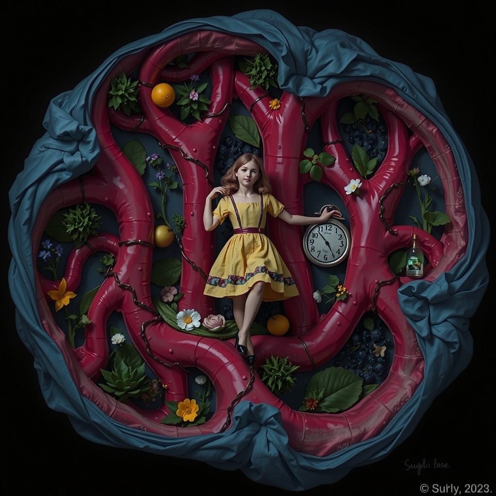 Alice in Wonderland: Hyperrealistic Art Deco Optical Illusio...