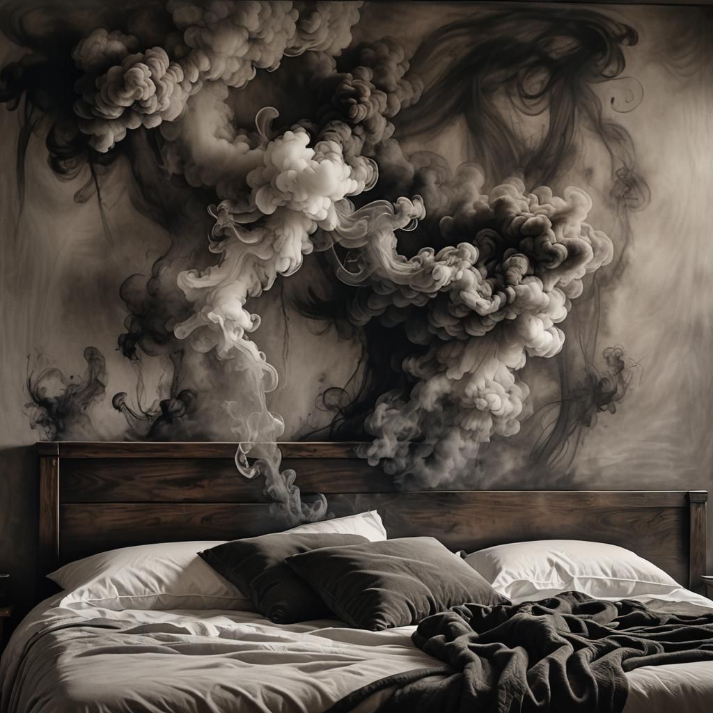 Moody Charcoal Drawing of a Dark Room Interior