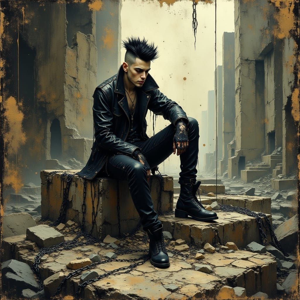 Gothic Mohawk in Post-Apocalyptic Cityscape