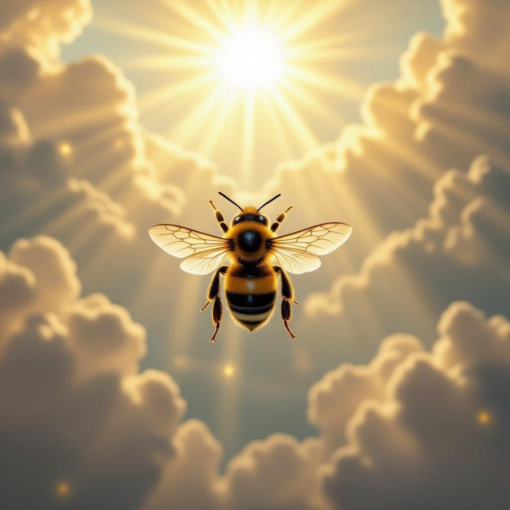 Hyperrealistic Bee in Divine Sunshine