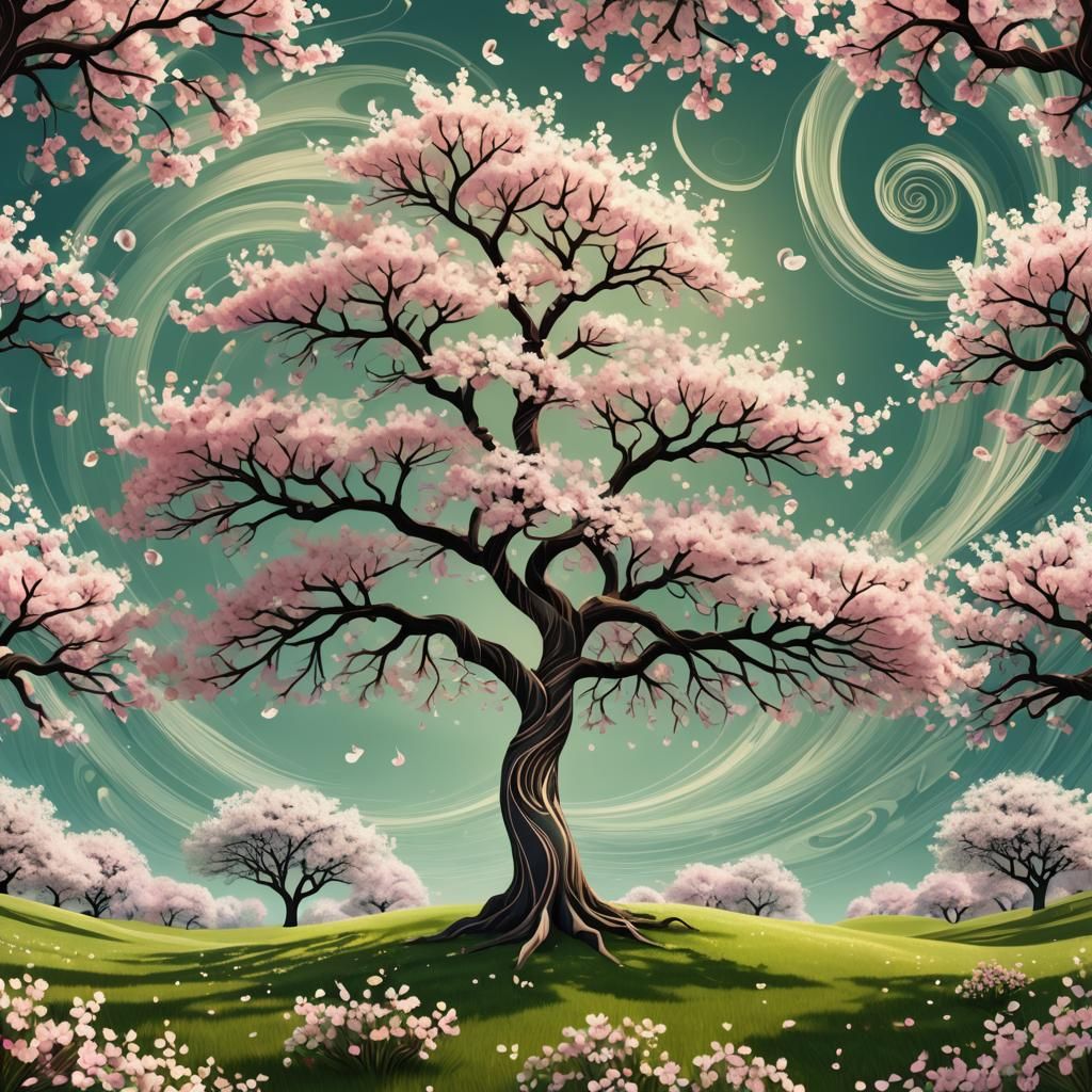 Cherry Tree in Bloom: Abstract Vector Fractal