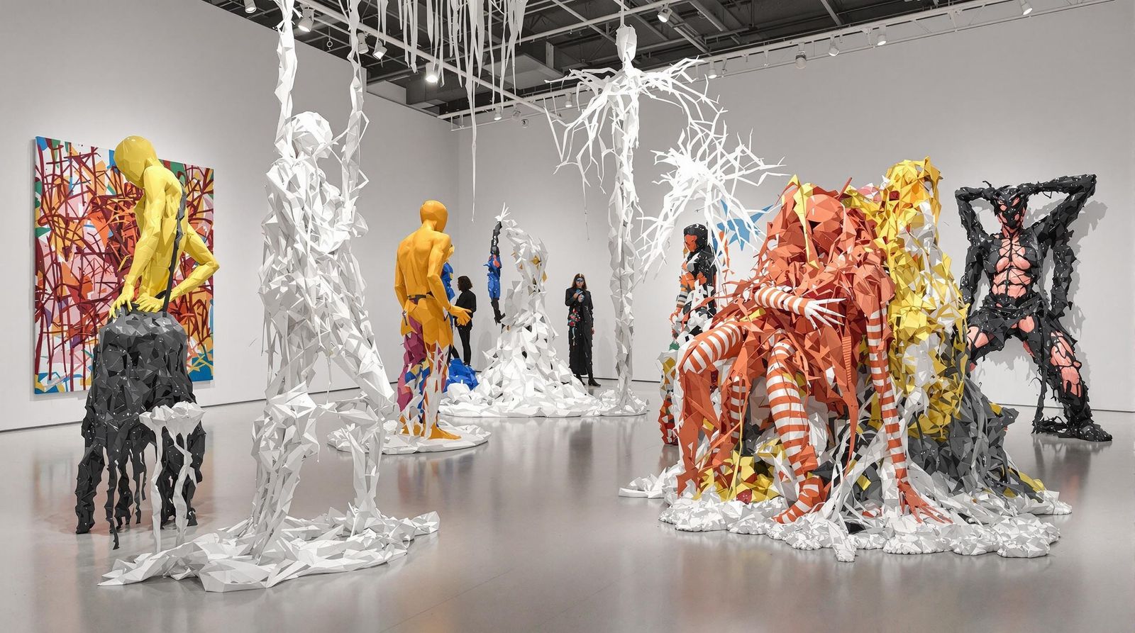 Plastic Art Installations in Modern Gallery