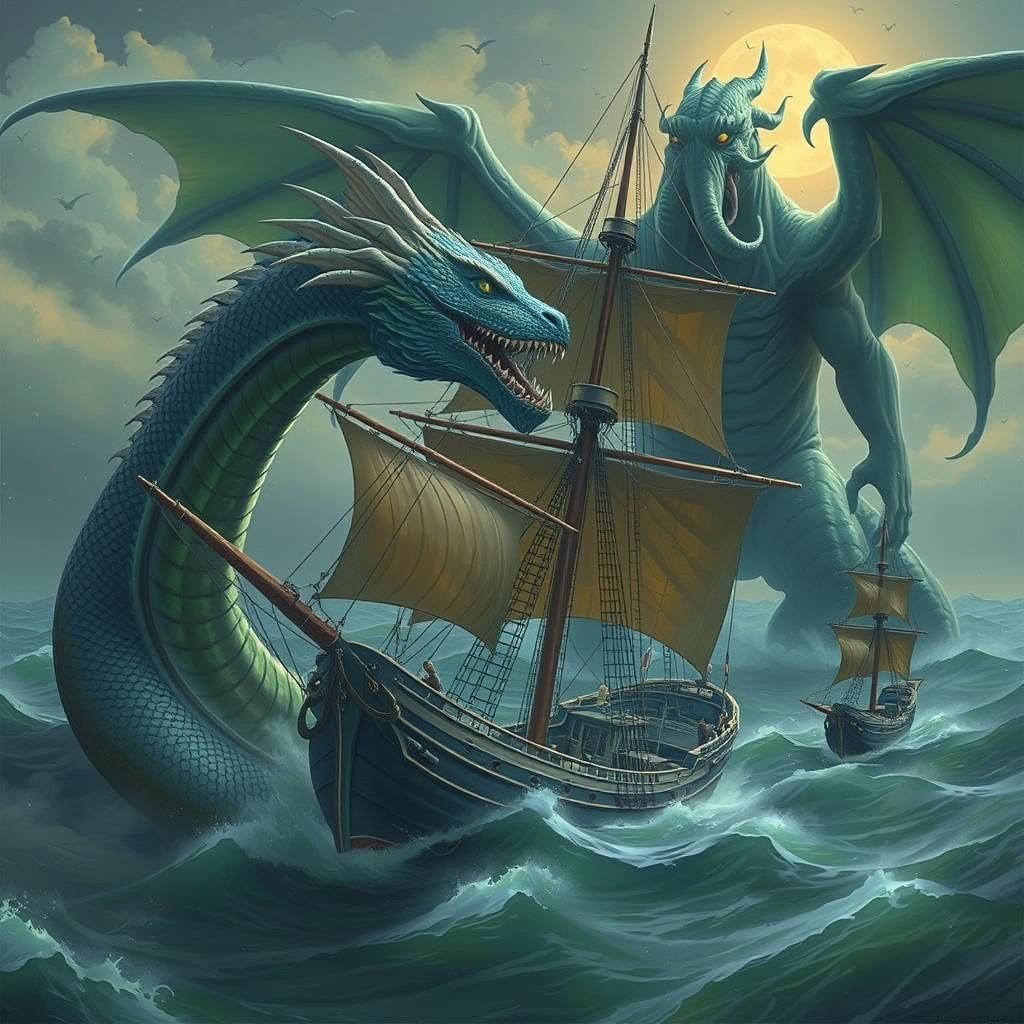 Epic Sea Battle: Dragon vs. Cthulhu