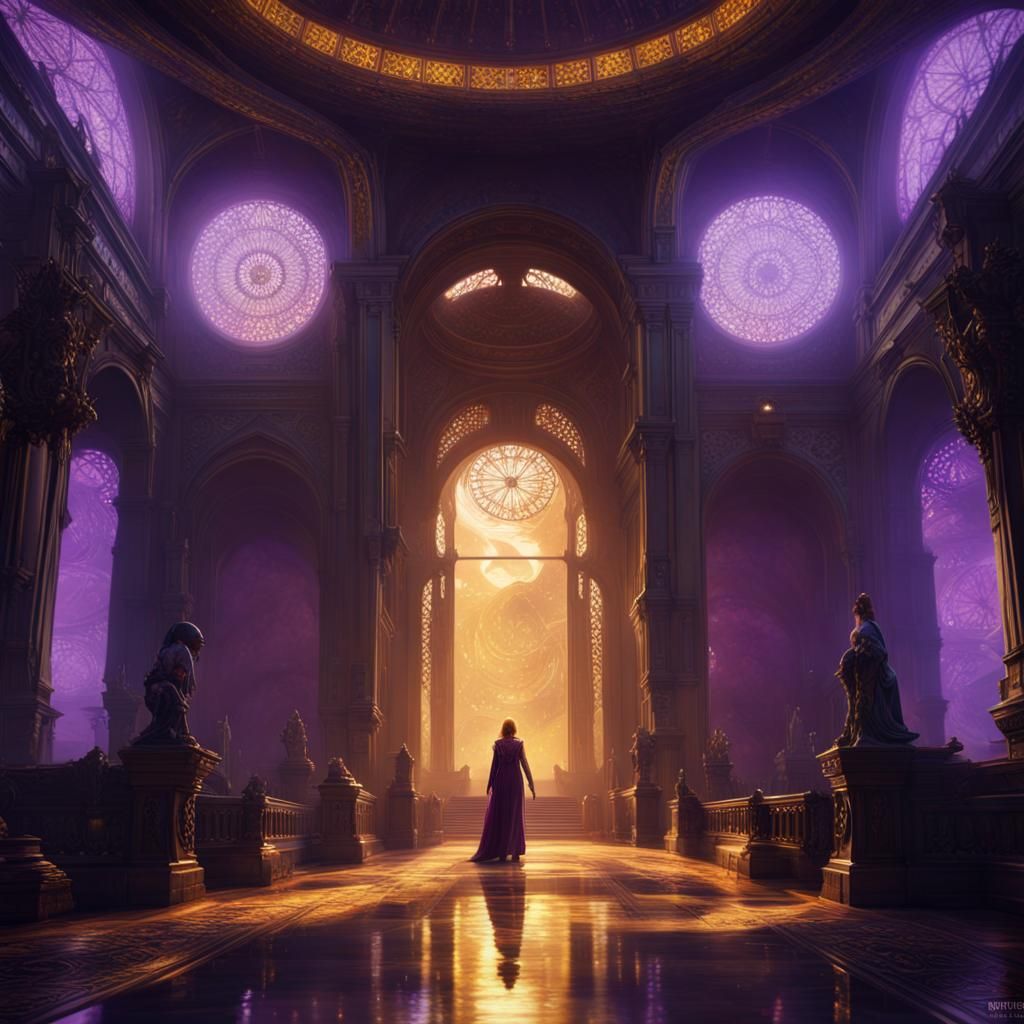 Dark Fantasy Masterpiece in Purple and Yellow