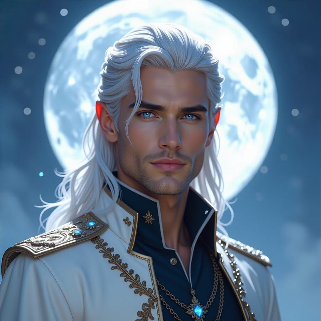 Ethereal Male Aasimar in Digital Art Style