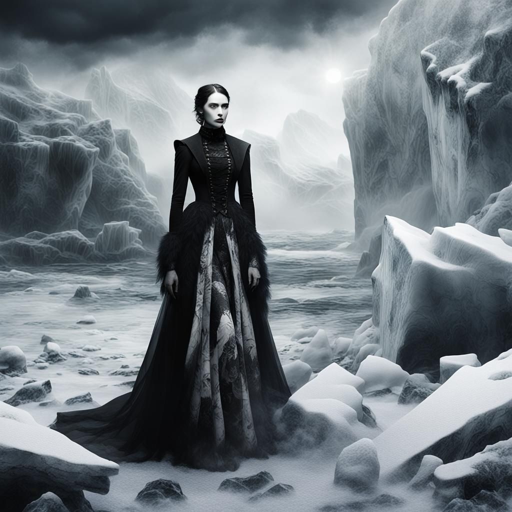 Gothic Model in Icy Bradford-Style Landscape