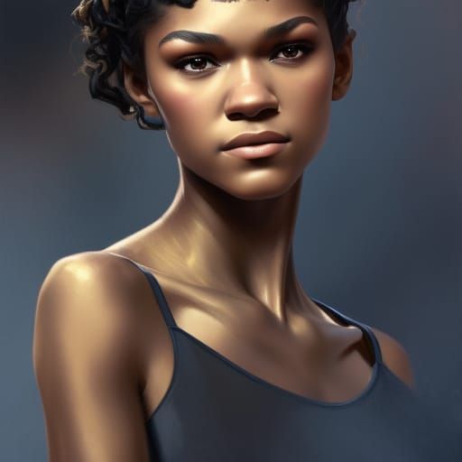 Beautiful Black Woman Portrait in Hyperdetailed Style