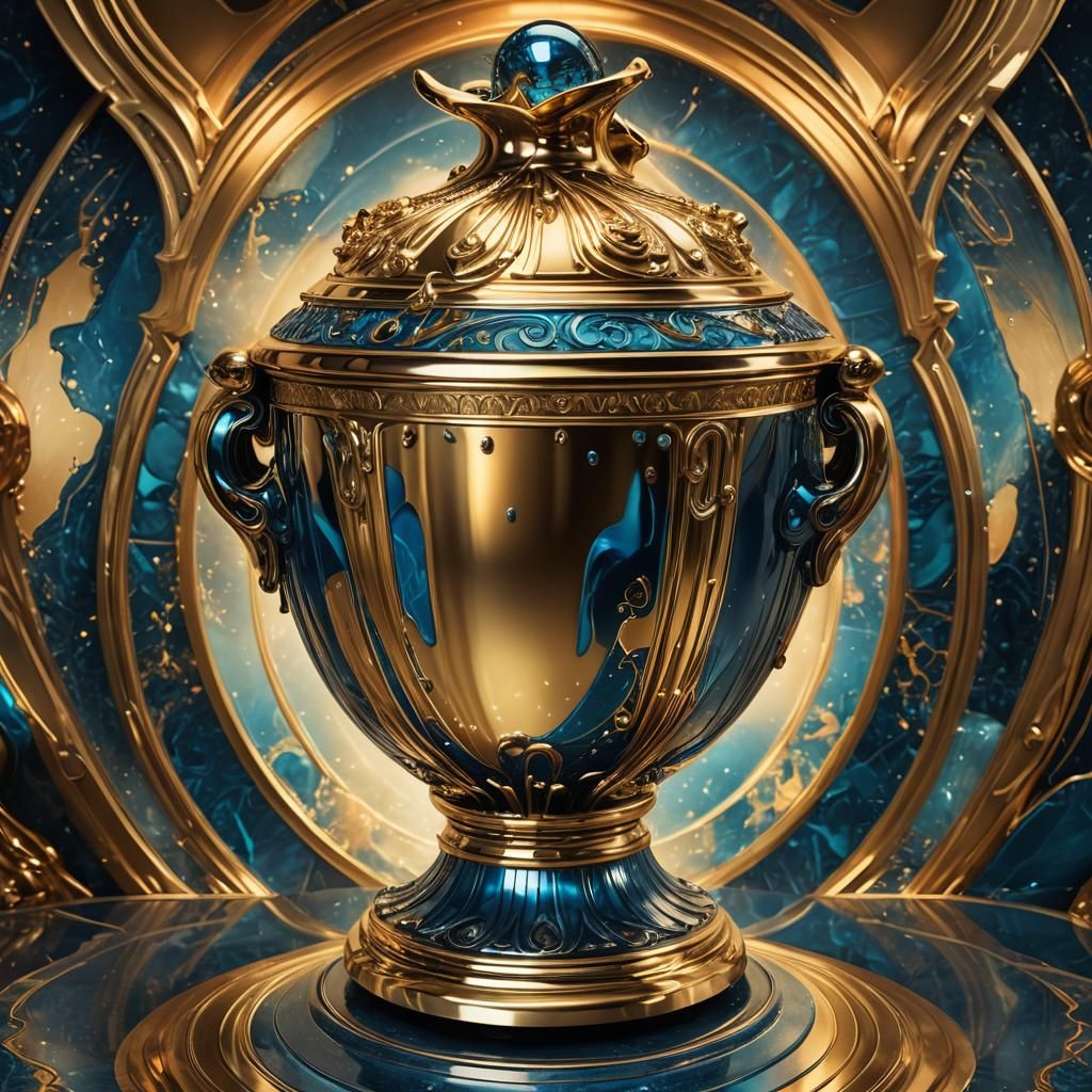 Biopunk Art Deco Urn with Flowing Spirit Energy