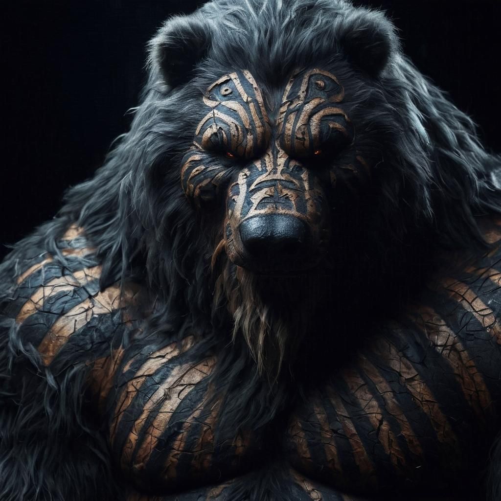 Kodiak Bear Barbarian Figure in Shadow