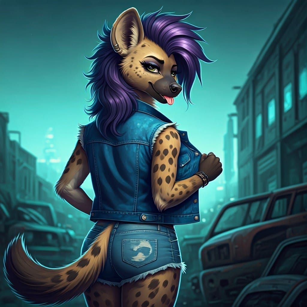 Flirtatious Hyena Reveals Fur in Expressive Realism