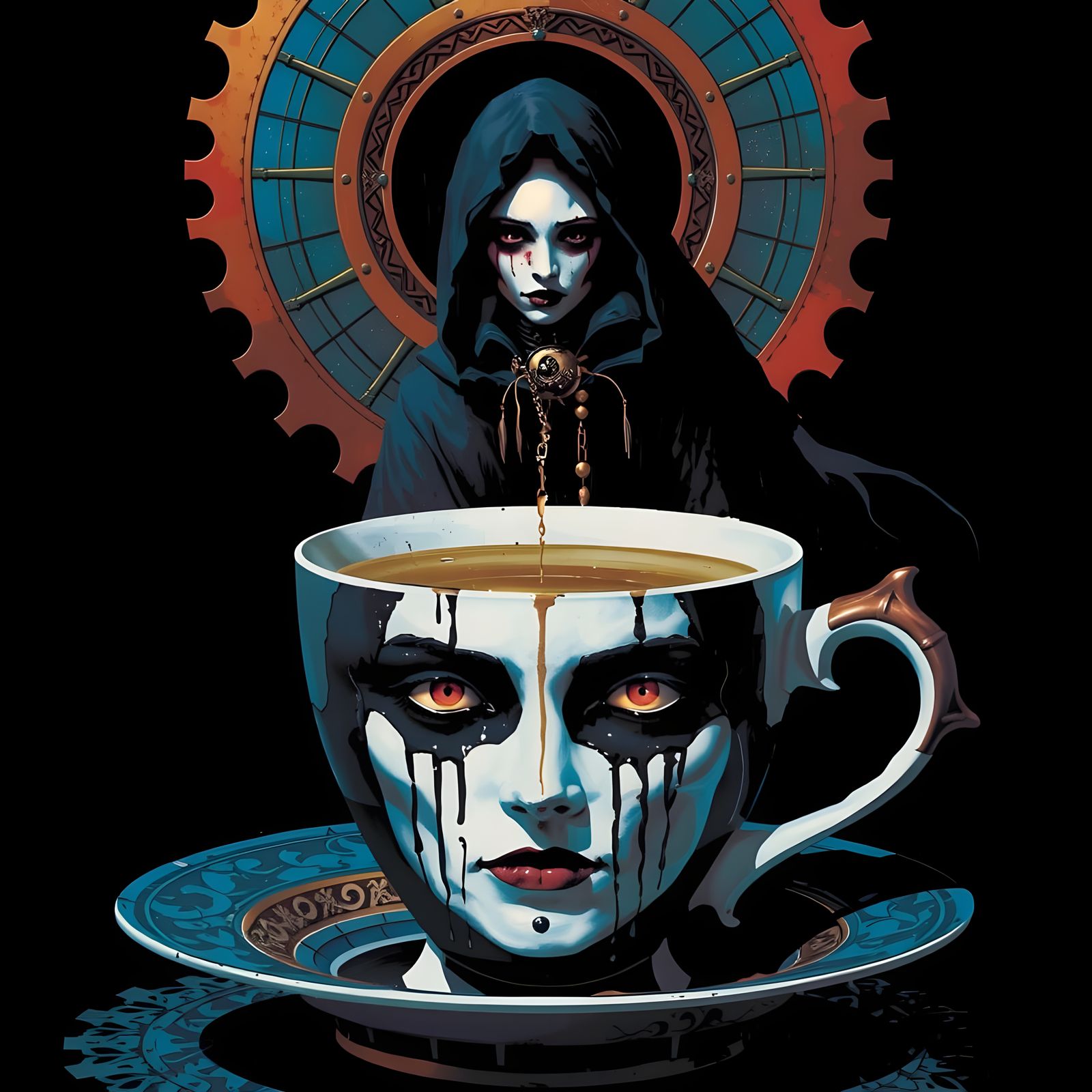 Cup of Tears: Gothic Steampunk Glitch Art