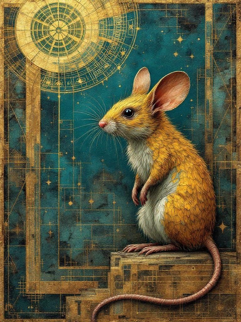 Mystical Mouse in Mixed-Media Collage