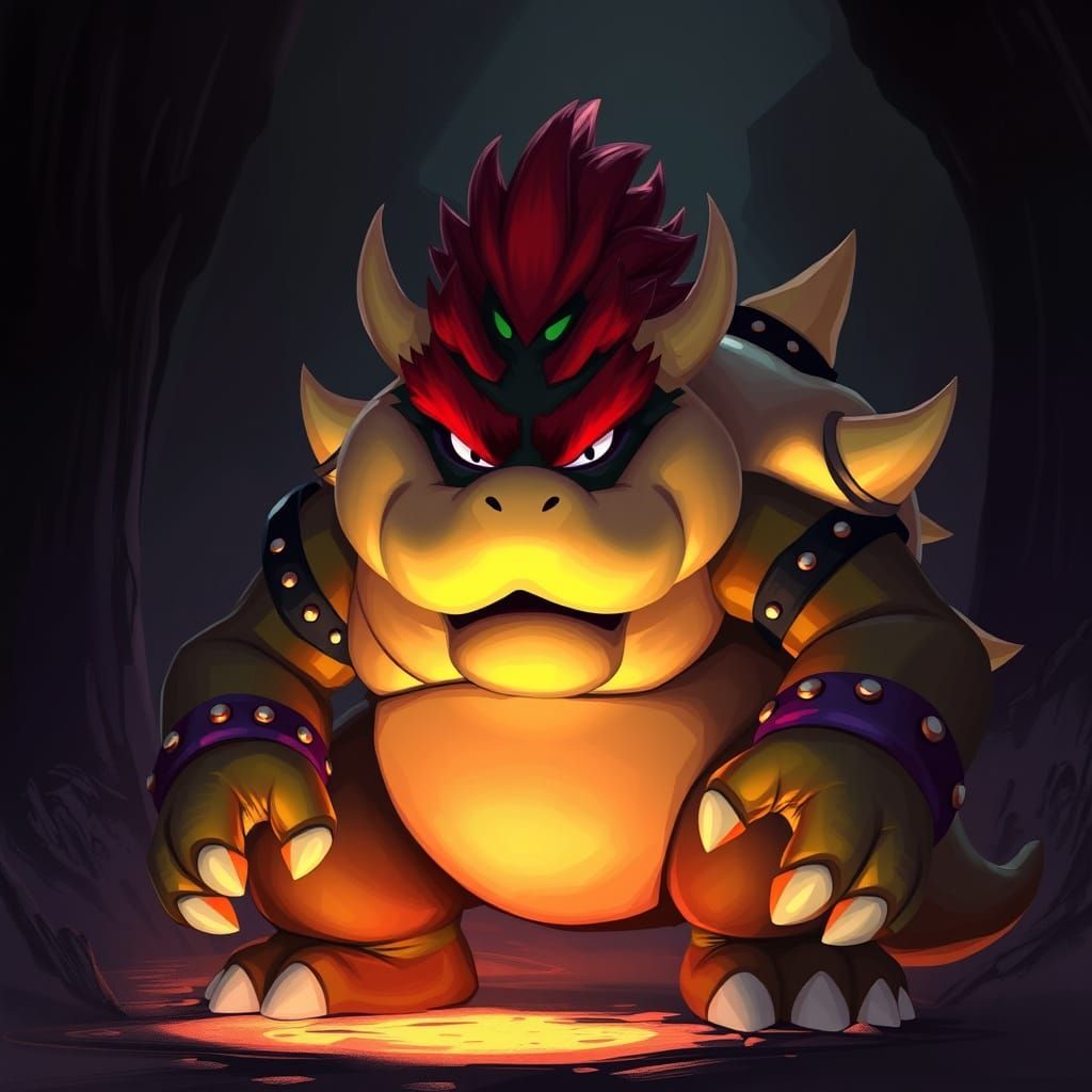 Bowser in Dark Fantasy Realm: Concept Art Style