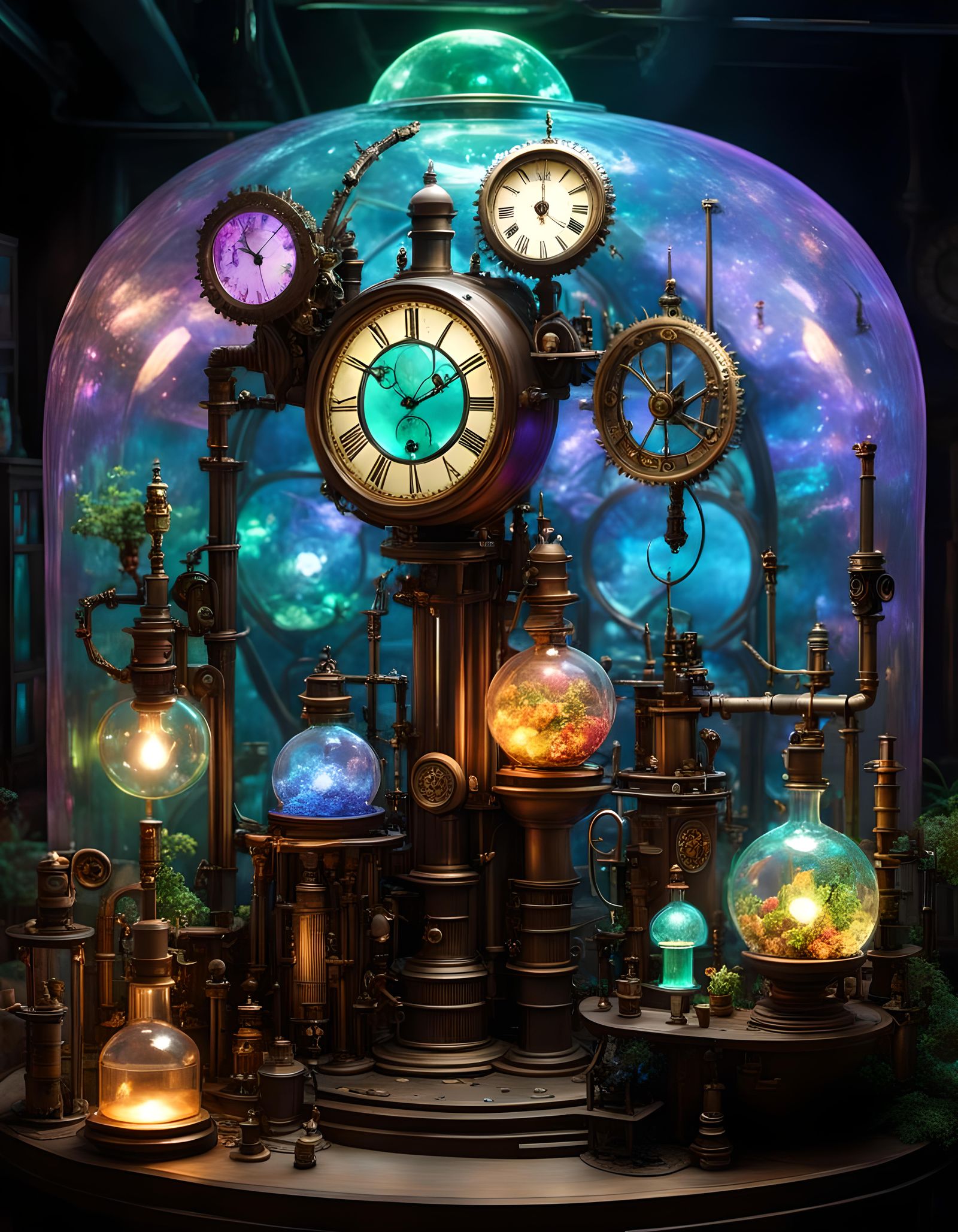 Steampunk Laboratory with Iridescent Glow