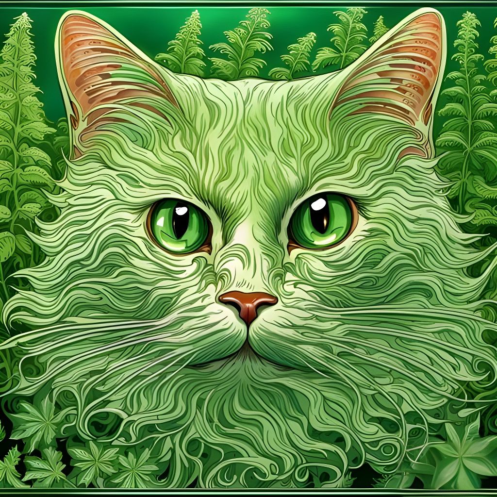 Intricate Catnip Evergreen AI Generated Image