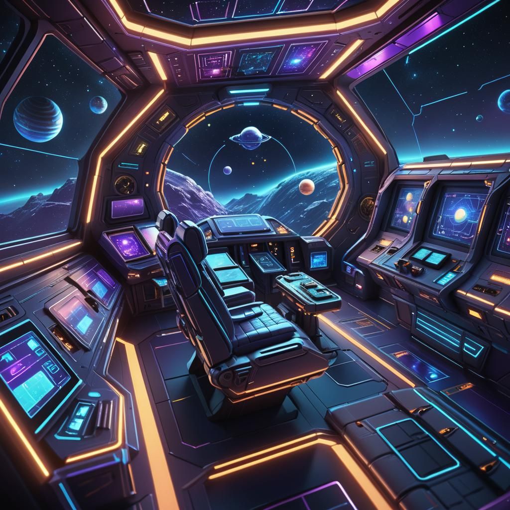 Detailed Spaceship Cockpit Concept Art
