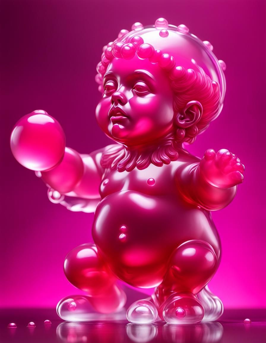 Jelly brussels manneken pis build of fuchsia jelly