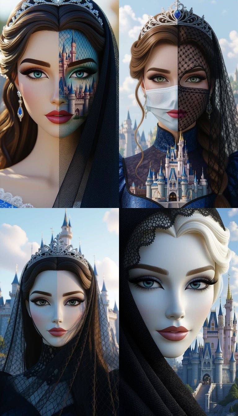 Veiled Princess with Castle Background: Fantasy Concept Art