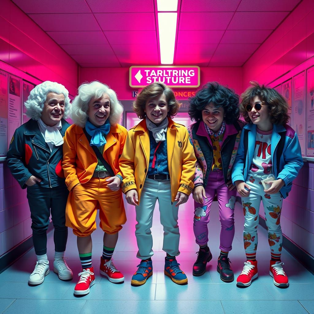 Teenage Clones of Famous Historical Figures in Neon-Lit 80s ...