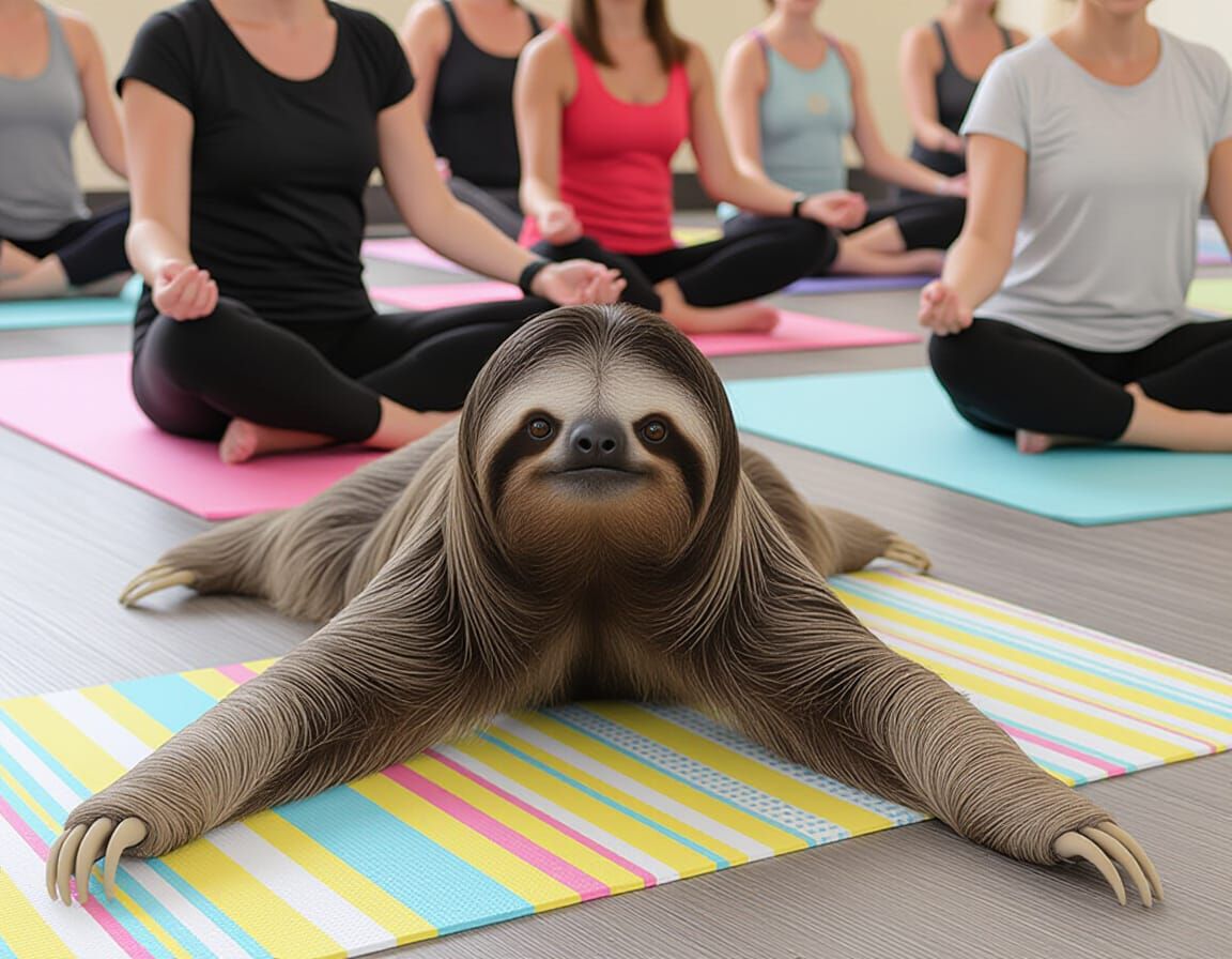 Sloth Yoga Class: A Humorous AI Image