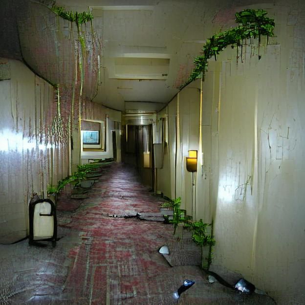 Eerie Abandoned Hotel Hallway