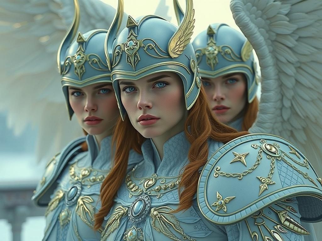 Angelic Scandinavian Supermodels in Haute Couture, Matte Pai...