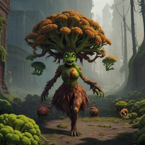 Zombie Broccoli Horde in Claymation Style