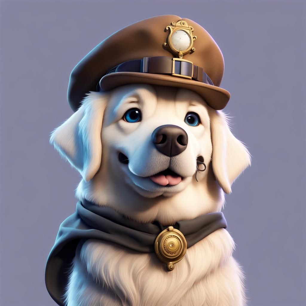 Golden Retriever Detective in 3D Digital Art