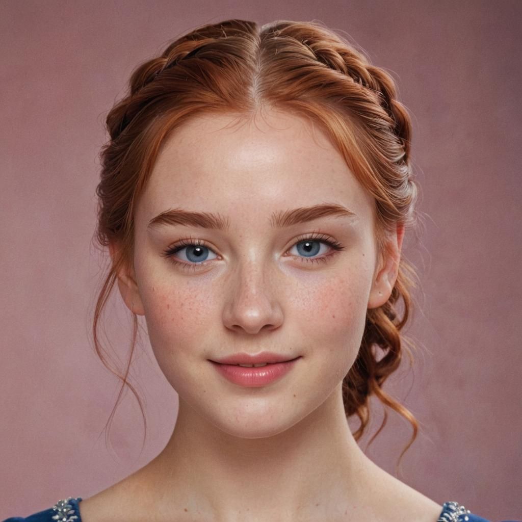 Red-Haired Beauty in Royal Gown: Hyperrealistic Splash Art