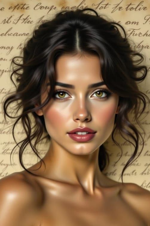 Vintage Fantasy Portrait of a Young Woman in Sepia