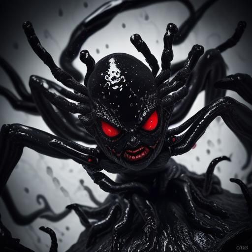 Horrific Spider Demon with Burning Red Eyes