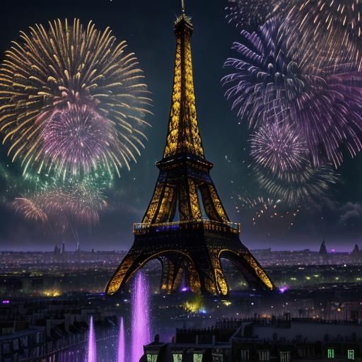 Eiffel Tower Celebrates New Year's Eve in Fantasy Style