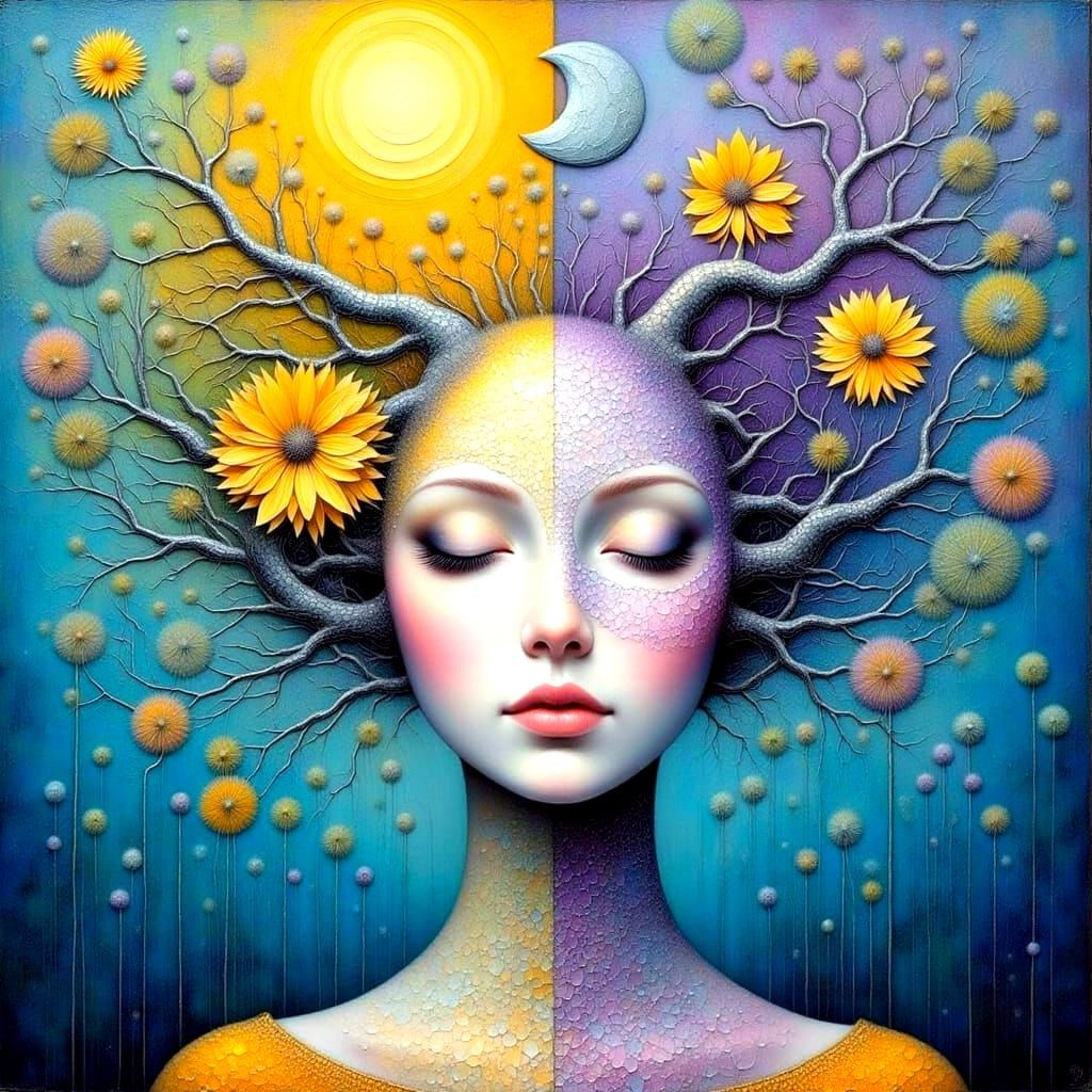 Surreal Goddess Embodies Yin-Yang Balance in Whimsical Art N...