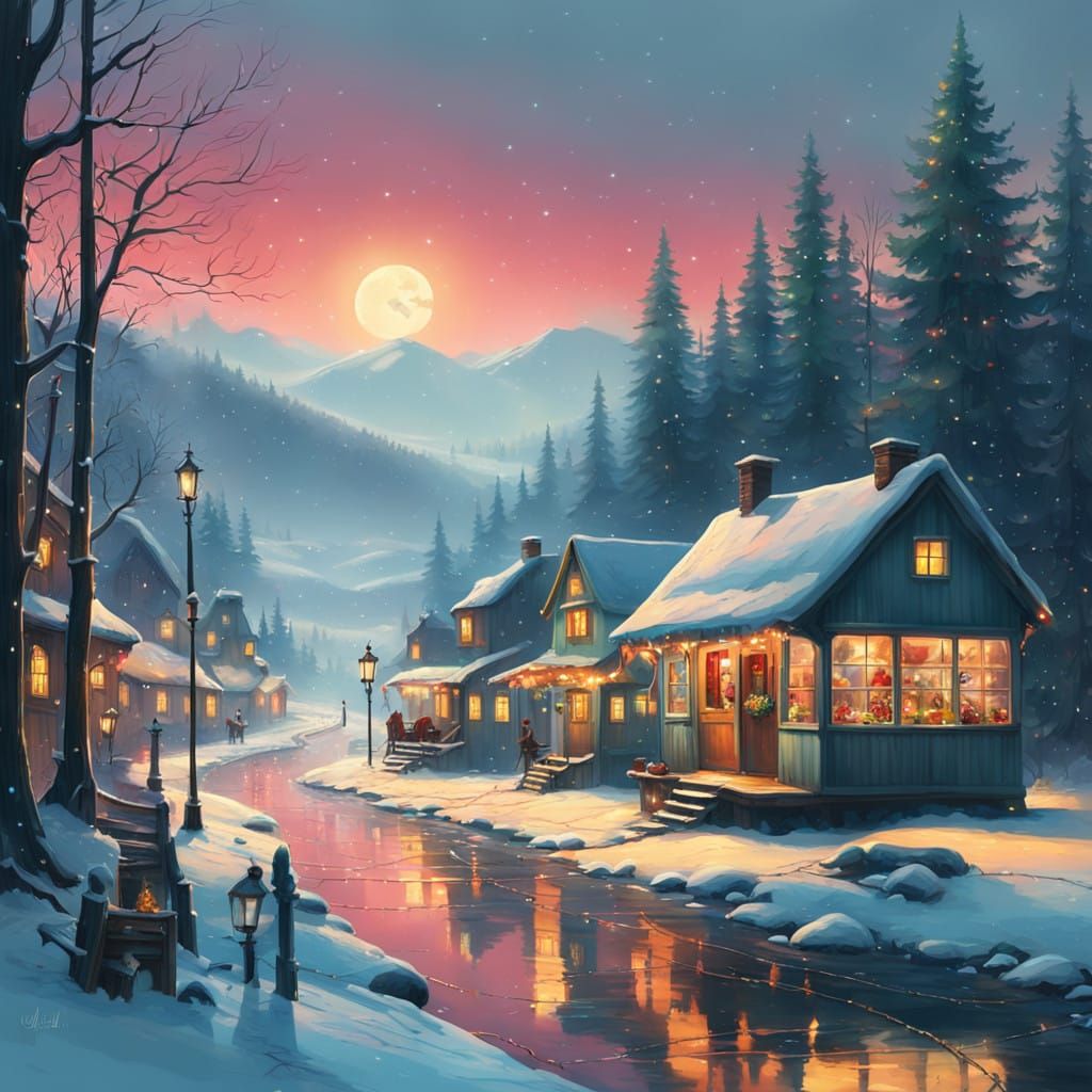 Winter Wonderland Village in a Cozy, Fantasy Style