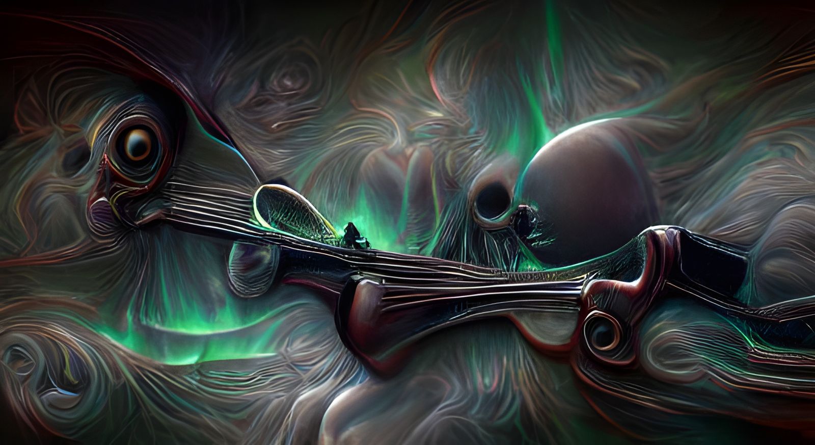 Surreal Dark Academia Violin with Aurora
