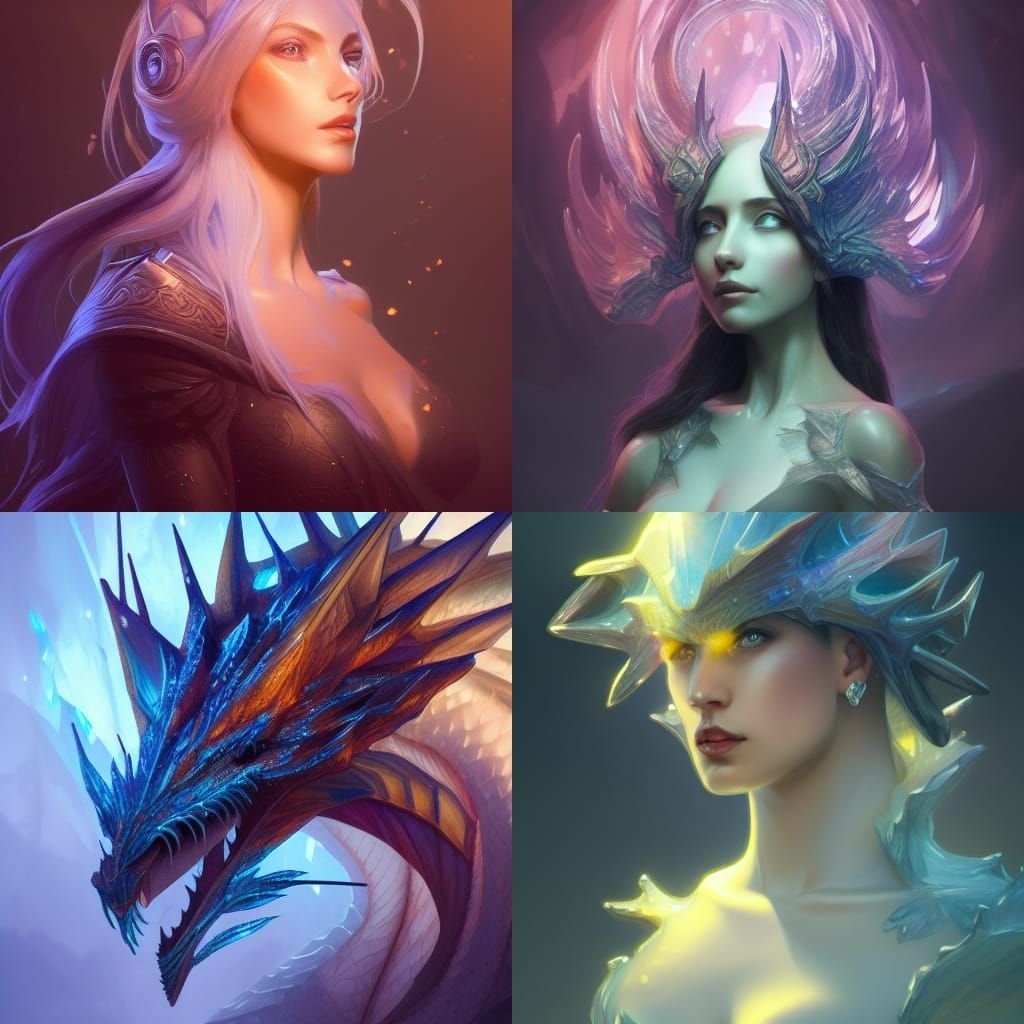 Crystal Dragon Portrait in Hyperdetailed Lighting